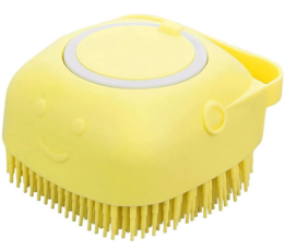 Silicone Pet Bath Brush Shampoo Massage Tool for Dogs & Cats Waterproof - Yellow