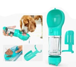 4 in 1 Portable Pet Water Bottle Bowl 500ml Dog Feeder Travel Outdoor Set