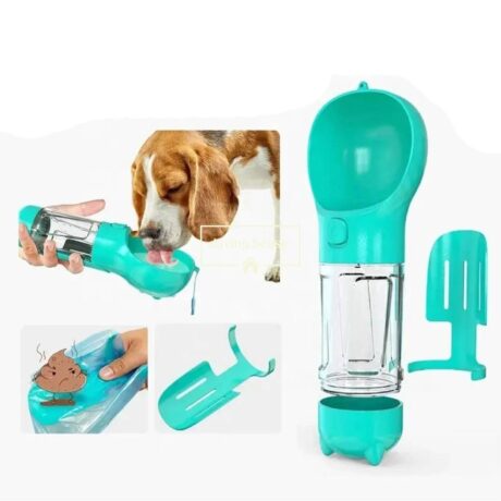 4 in 1 Portable Pet Water Bottle Bowl 500ml Dog Feeder Travel Outdoor Set